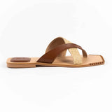 Petal Flat Slippers Tan