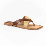 Petal Flat Slippers Tan