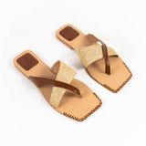 Petal Flat Slippers Tan
