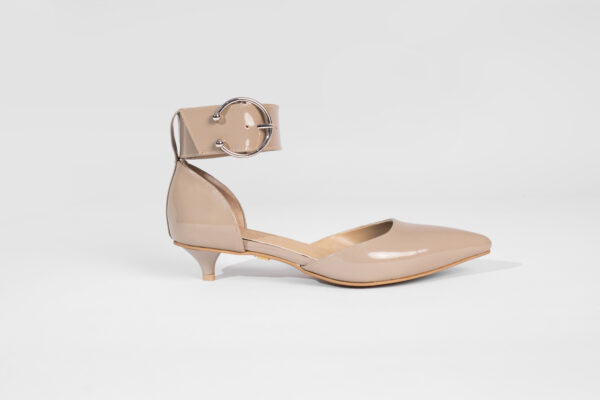 Buckled Kitty Pump Taupe