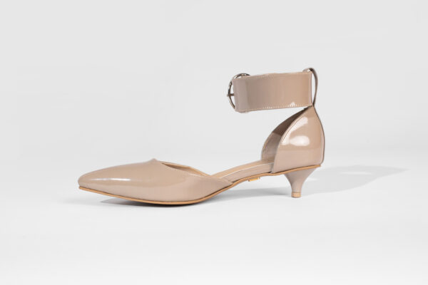 Buckled Kitty Pump Taupe - Image 6