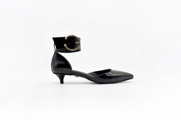 Buckled Kitty Pump Black