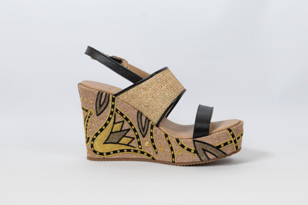 Sahar Wedge Sandals Black - Image 2