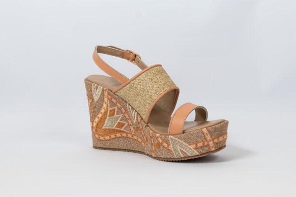 Sahar Wedge Sandals Peach - Image 3