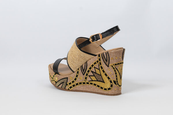 Sahar Wedge Sandals Black - Image 9