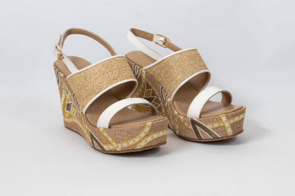 Sahar Wedge Sandals White - Image 2
