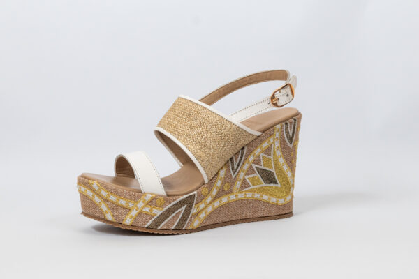 Sahar Wedge Sandals White - Image 9