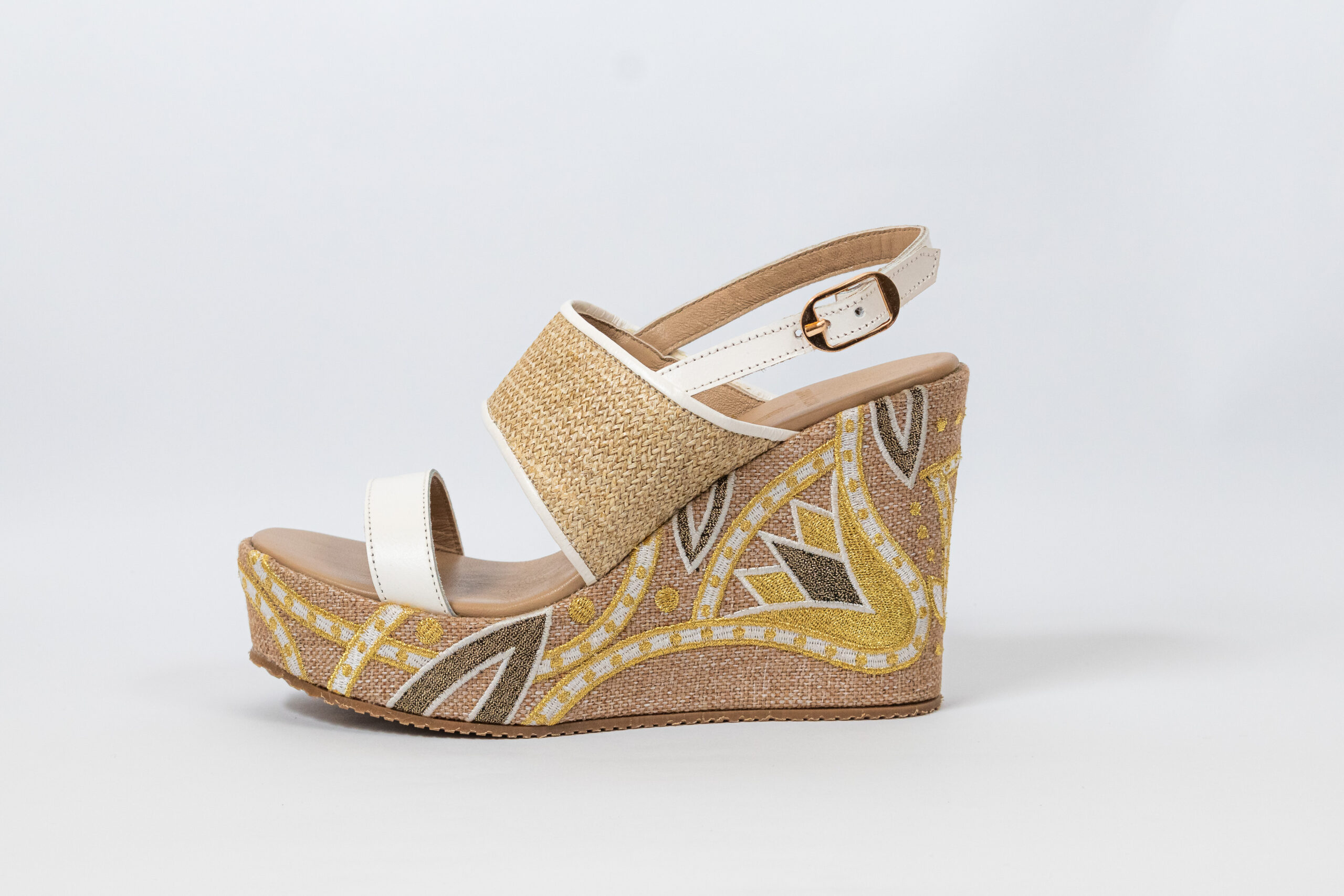 Sahar Wedge Sandals White